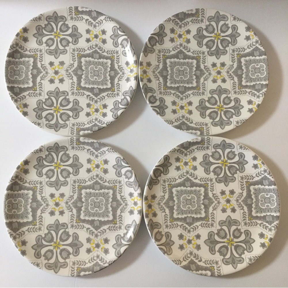 4 Pier 1 Imports Malina Tapestry Earthenware Round Salad Plates